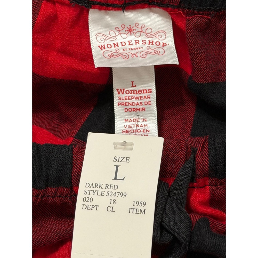 Wondershop Women's sz L Buffalo Plaid Pajama Set Red Black Cotton Sleepwear Cozy - Picture 7 of 8
